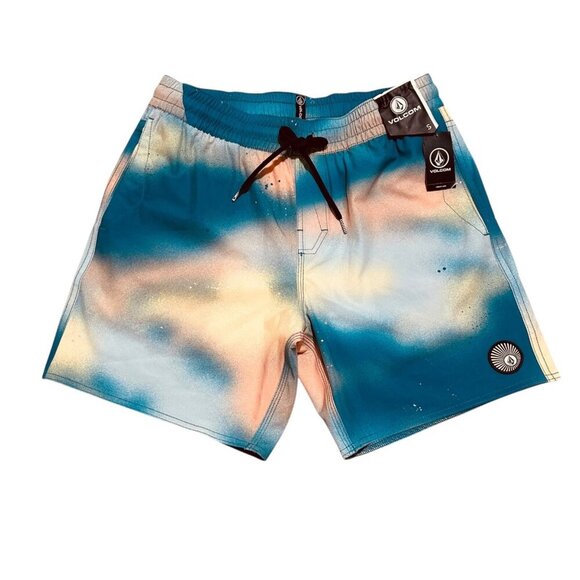Volcom Mens Size S Baffle Trunk 17 Blue Salmon Swim Board Short NWT‎ - Picture 1 of 10